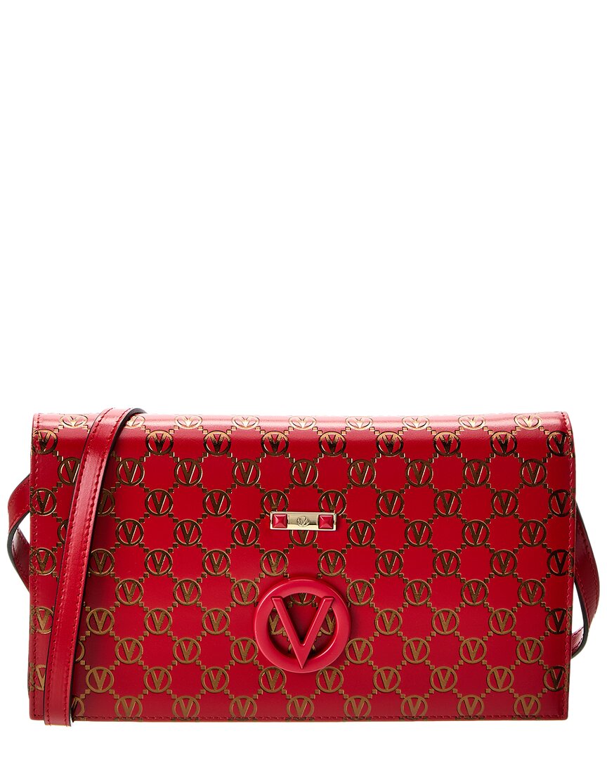 Valentino By Mario Valentino Lena Monogram Leather Shoulder Bag In Red