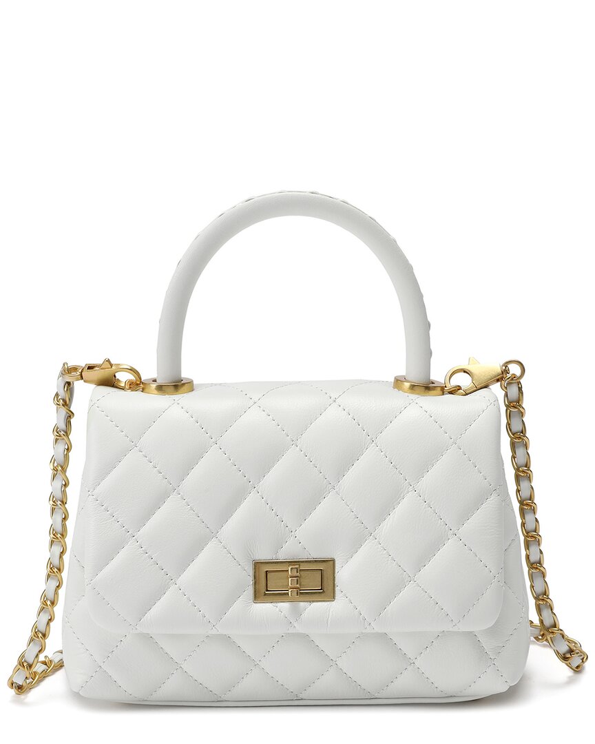 Tiffany & Fred Paris Quilted Leather Messenger Bag In White