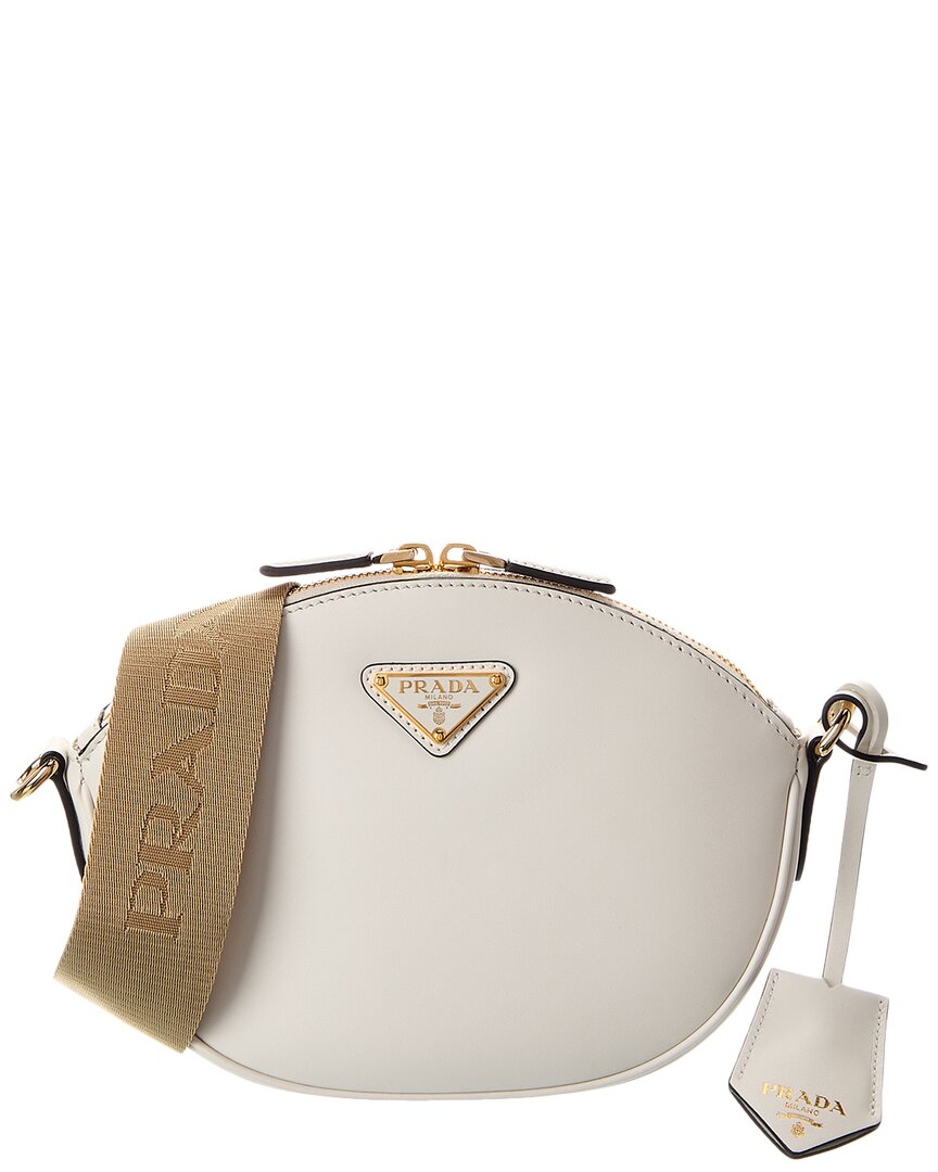 Prada Mini Leather Shoulder Bag In Beige