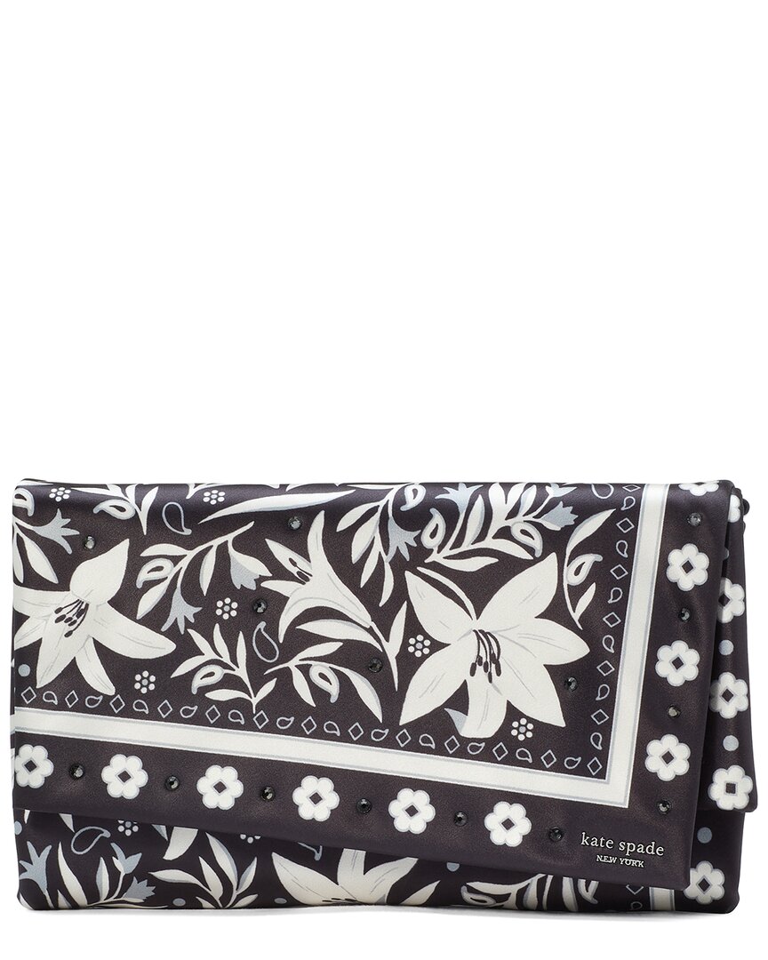 Kate Spade New York Fold Bandana Printed Fabric Clutch In Black