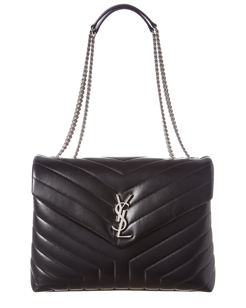 Saint Laurent Loulou Medium Matelasse Y Leather Chain Shoulder Bag In Black