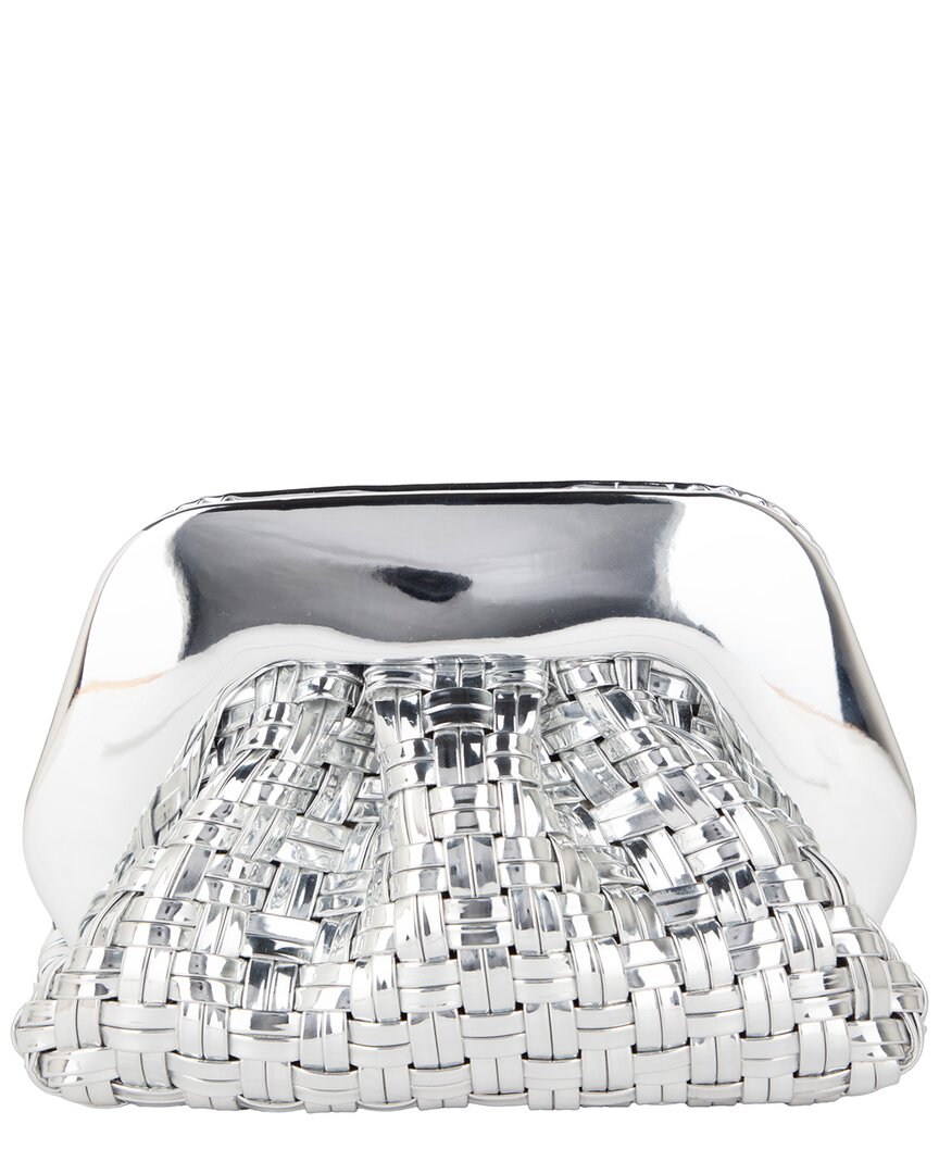 Themoirè Tia Weaved Laminated Shoulder Bag In Silver