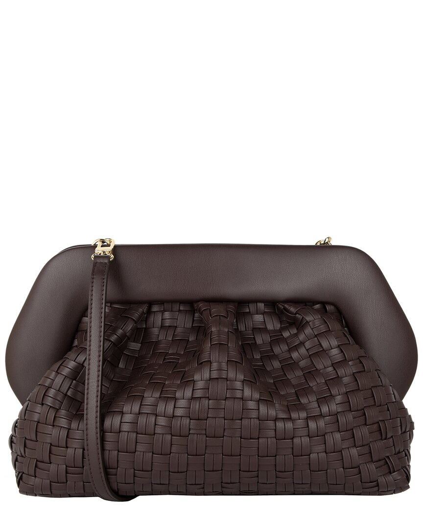 Themoirè Micro Bios Weaved Clutch In Brown