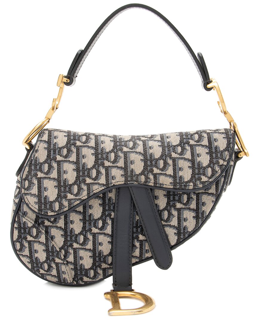 Dior Blue Canvas & Leather Mini Saddle Bag (authentic Pre-loved)