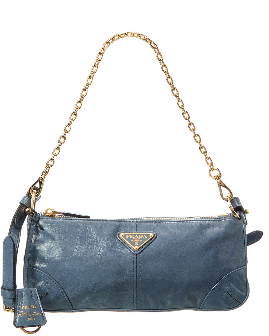 Prada Re Edition 2002 Medium Leather Shoulder Bag In Blue