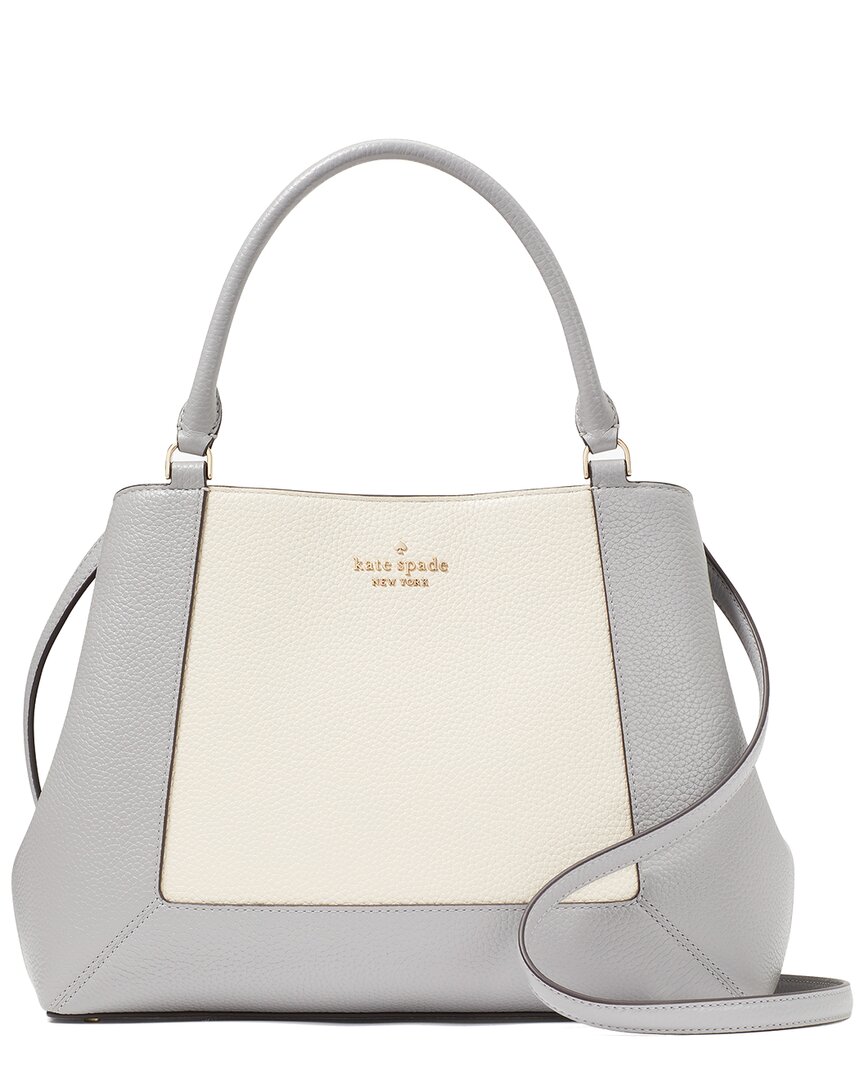 Kate Spade New York Lena Colorblocked Pebbled Leather Medium Satchel In Gray