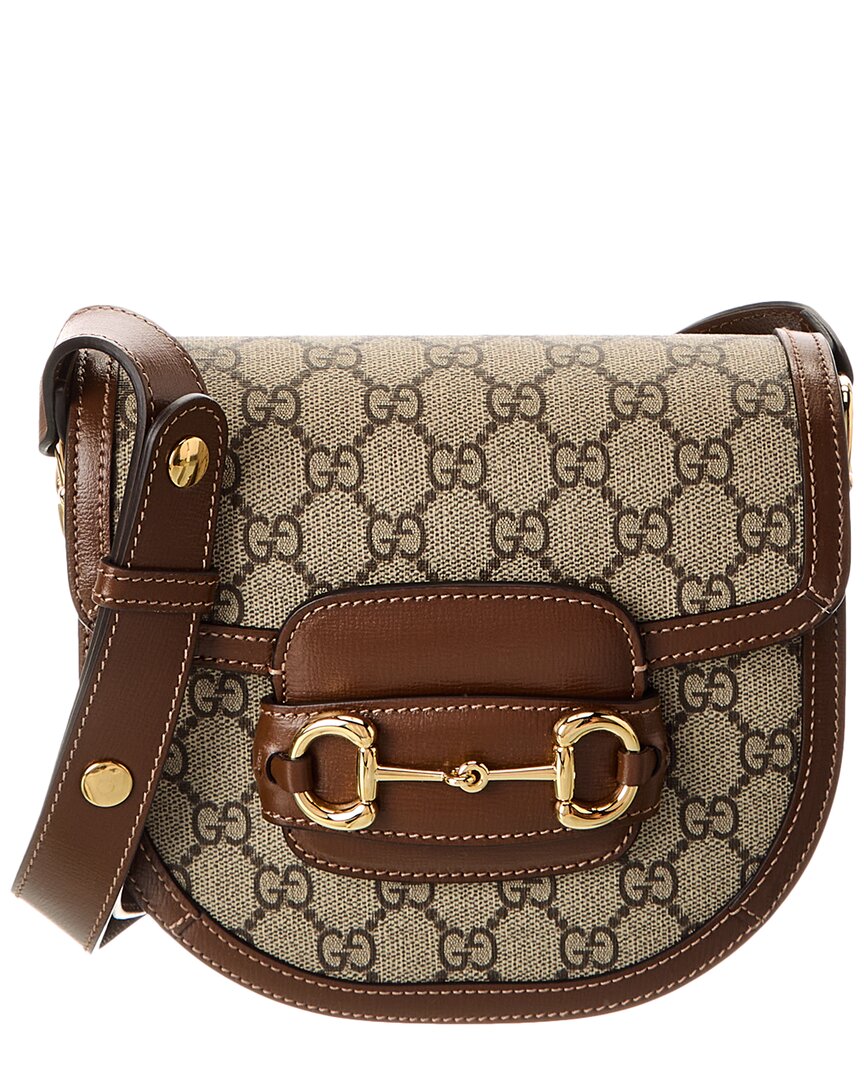 Gucci Blondie Horsebit Mini Gg Supreme Canvas & Leather Shoulder Bag In Brown