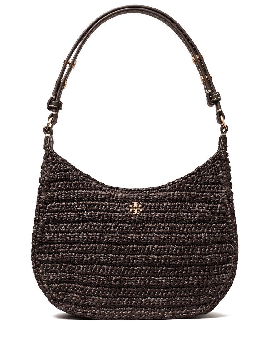 Tory Burch Emerson Raffia Shoulder Bag In Brown