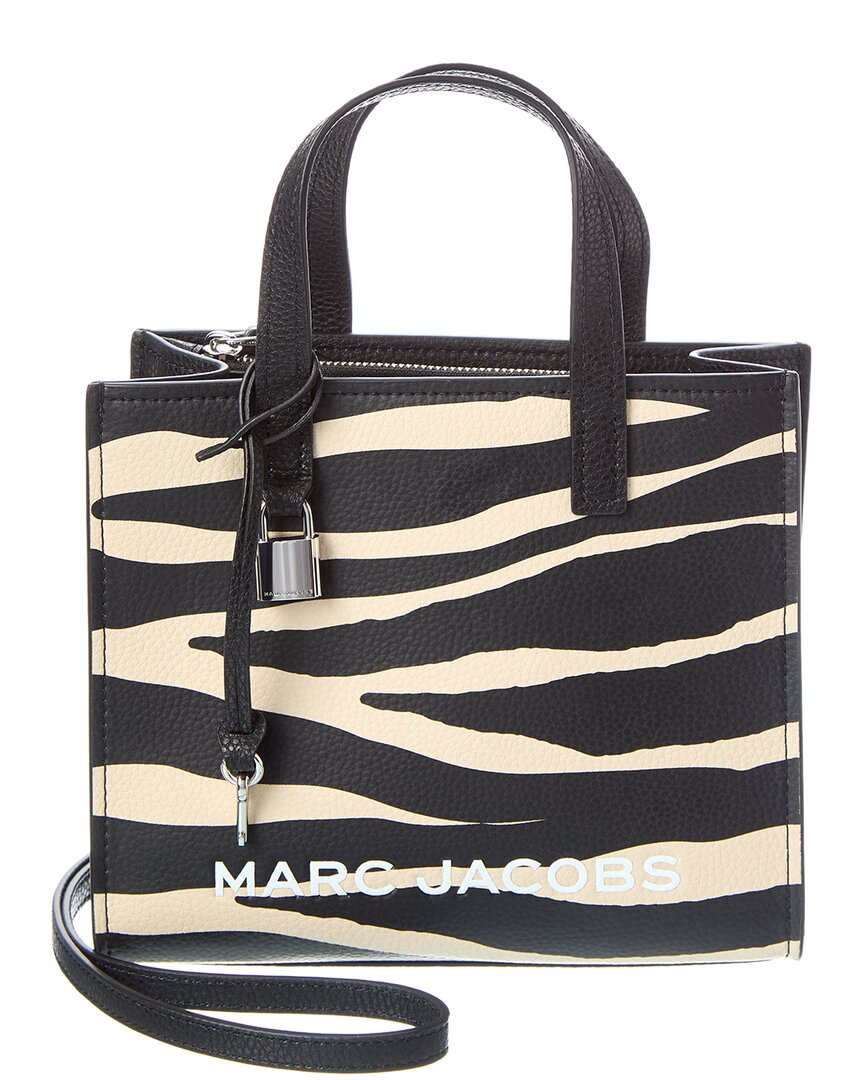 Marc Jacobs Mini Zebra Bold Grind Leather Tote In Black