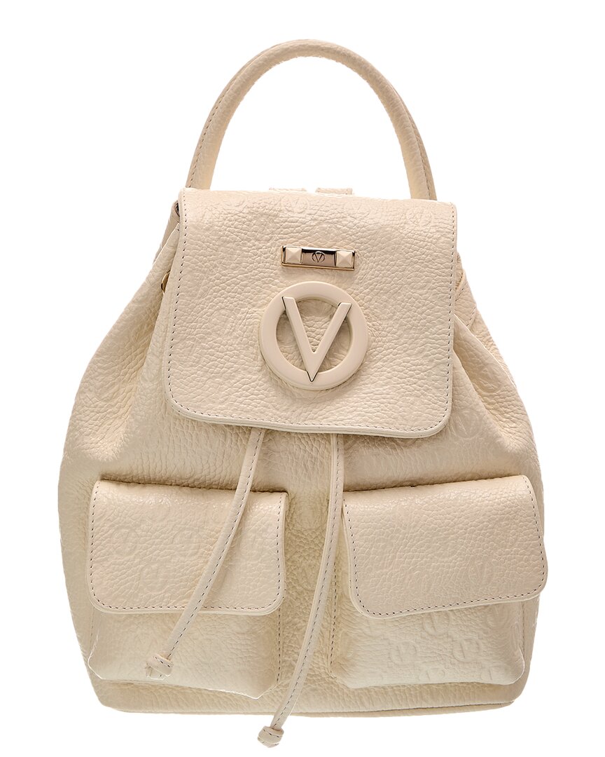 Valentino By Mario Valentino Abraham Dollaro Monogram Leather Backpack In White