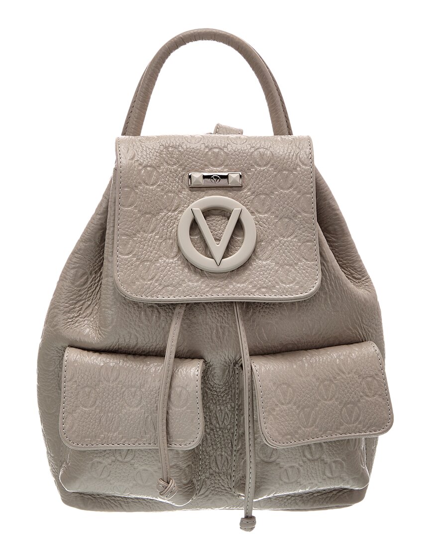 Valentino By Mario Valentino Abraham Dollaro Monogram Leather Backpack In Grey