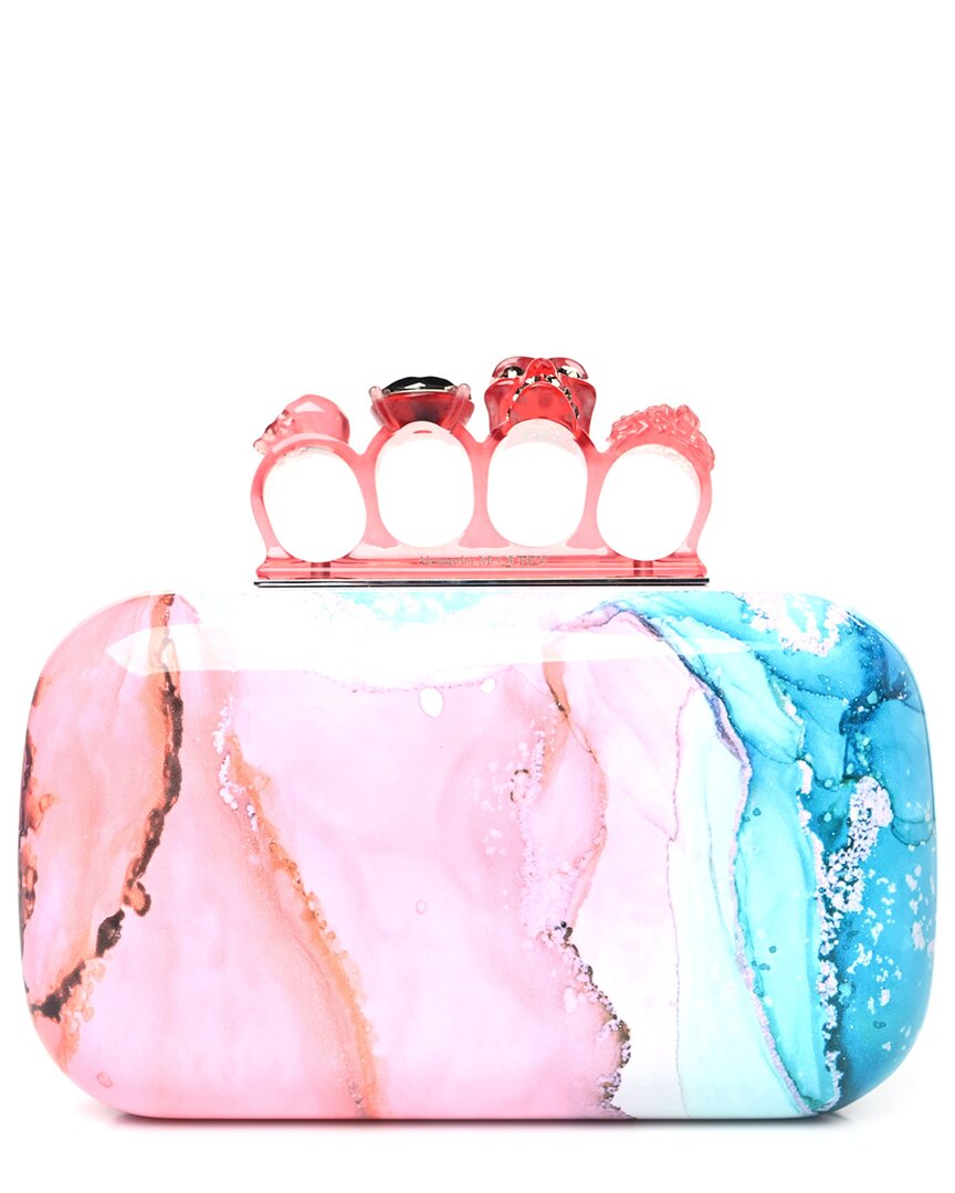 Alexander Mcqueen Multicolor Plastic Marble Skull Box Clutch (authentic Pre-loved)