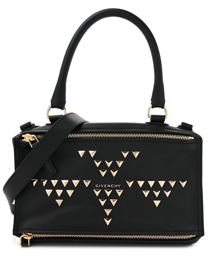 Givenchy Black Calfskin Leather Medium Pyramid Studded Pandora (authentic Pre-loved)