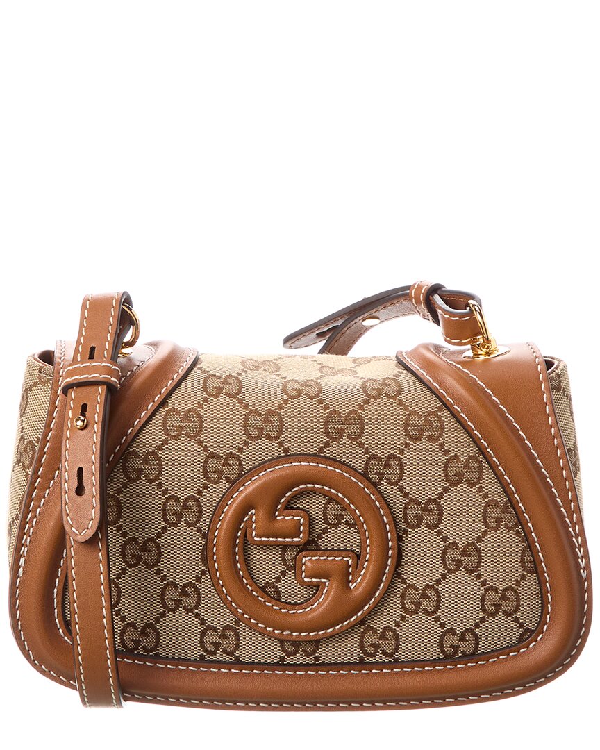 Gucci Blondie Mini Gg Canvas & Leather Shoulder Bag In Brown