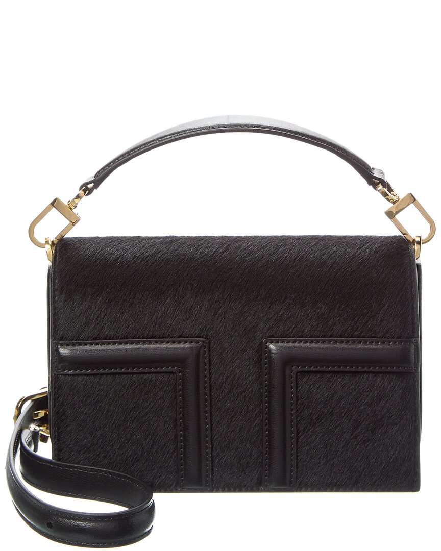 Totême Toteme T Flap Mini Haircalf & Leather Shoulder Bag In Black