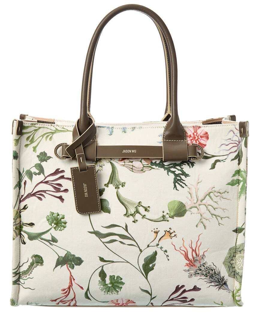 JASON WU JASON WU PRINTED CANVAS & LEATHER TOTE 