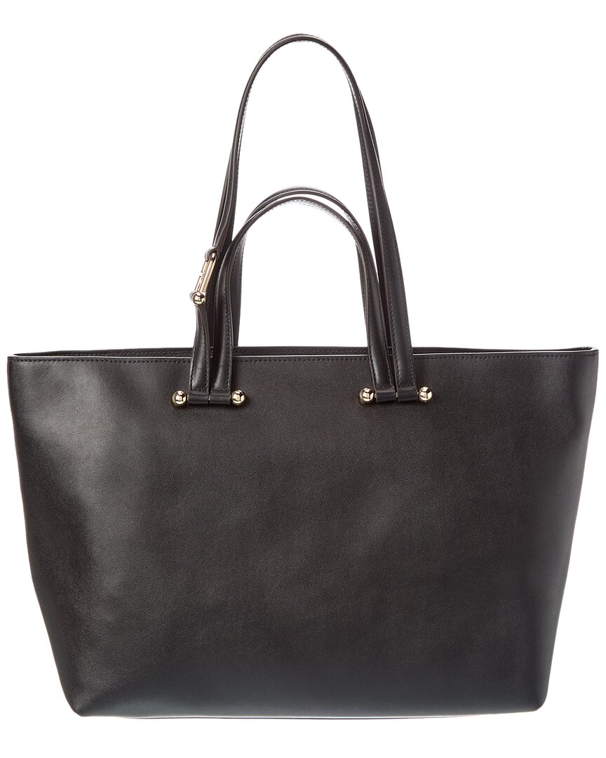 Furla Duetto Leather Tote In Black