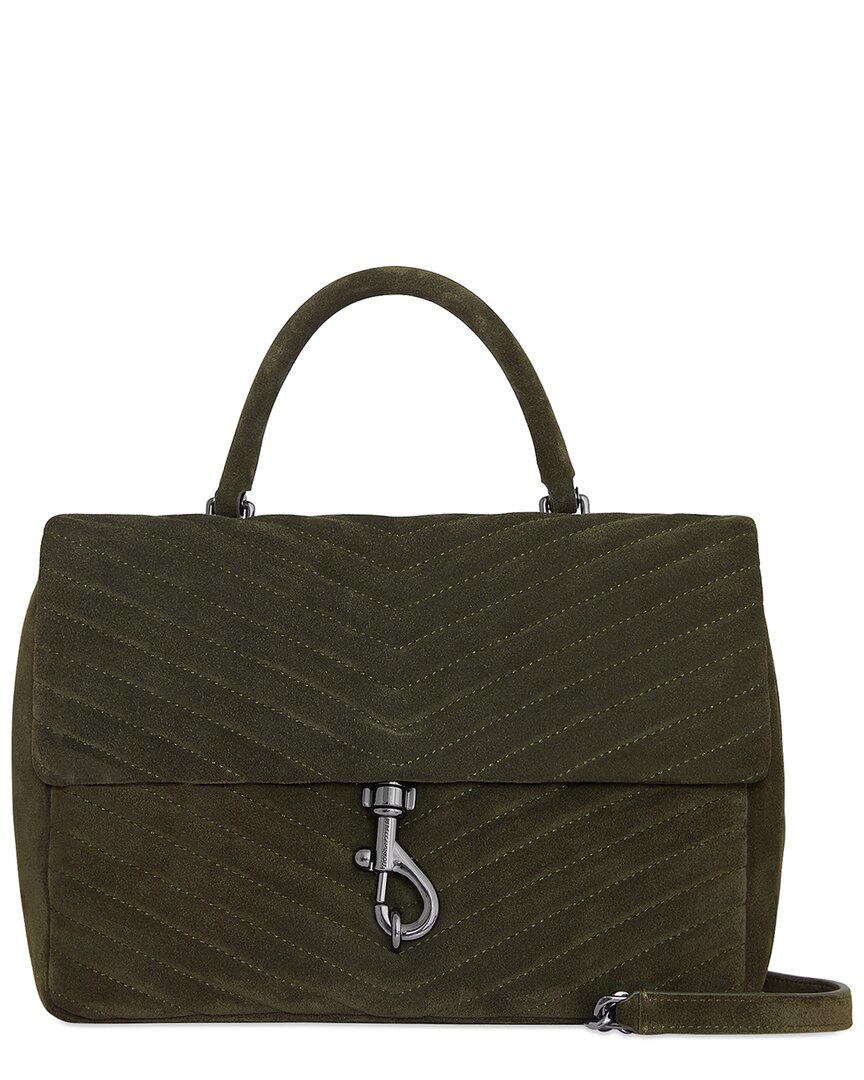 Rebecca Minkoff Edie Chevron Quilt Leather Shoulder Bag In Green