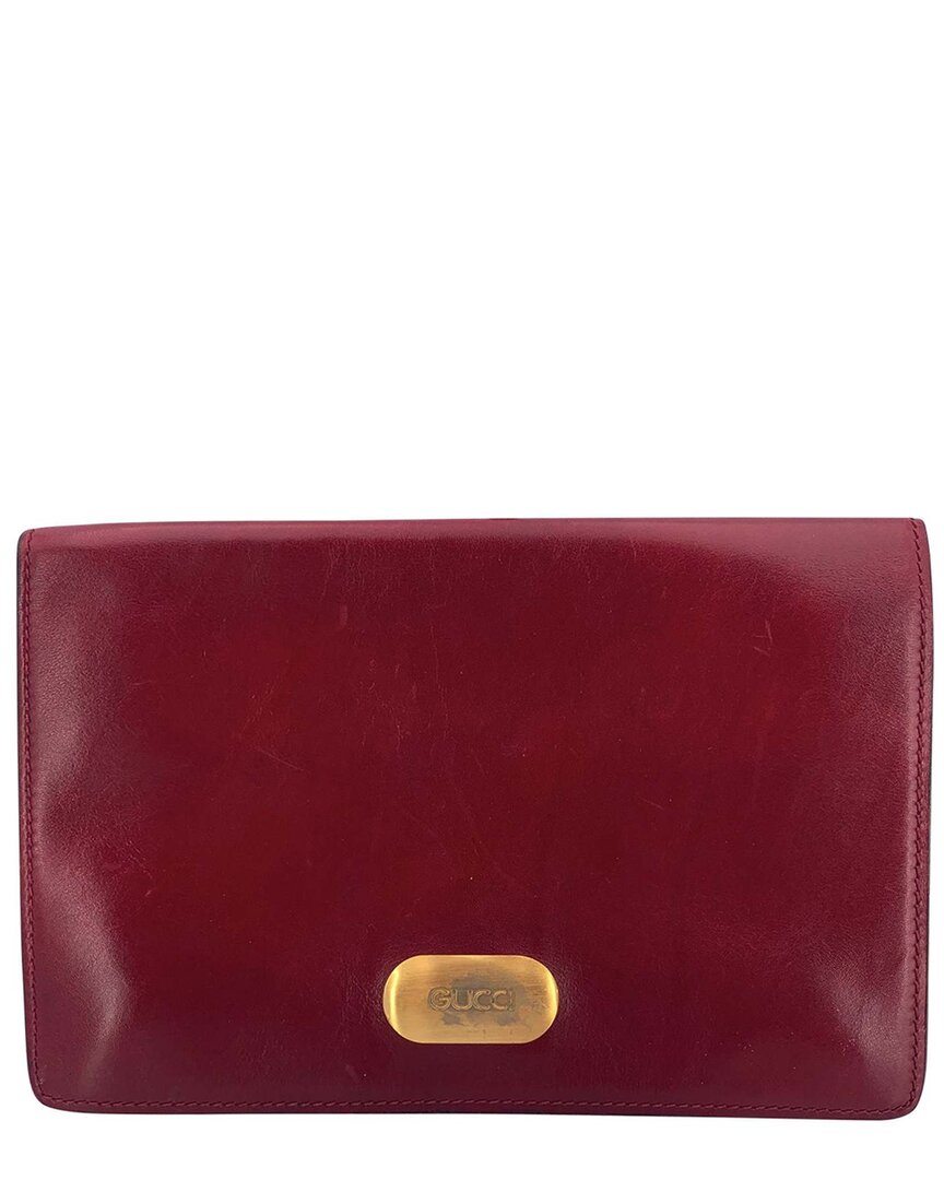 Gucci Red Leather Clutch (authentic Pre-loved)