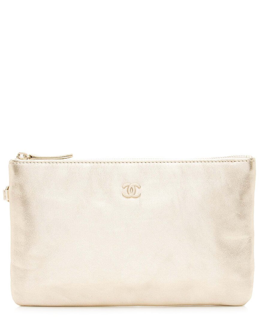 Pre-owned Chanel Gold Calfskin 22 Pochette (authentic Pre-loved)