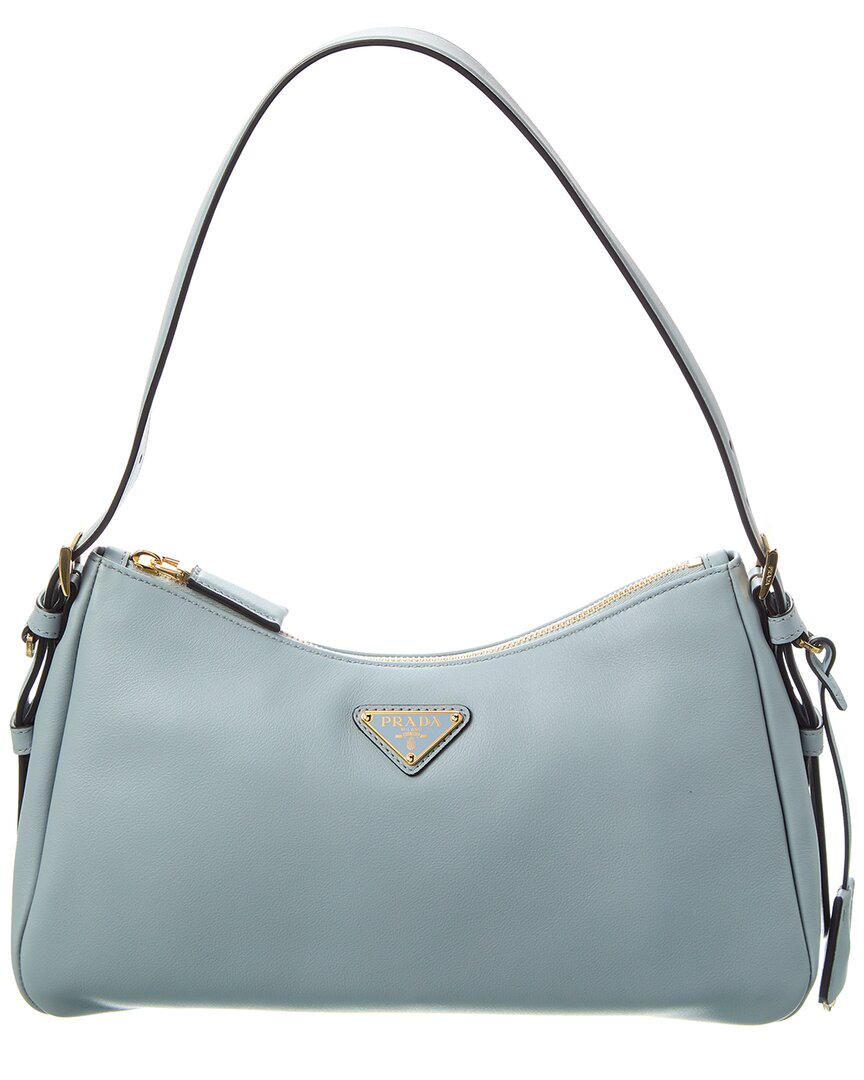 Prada Aimee Medium Leather Hobo Bag In Blue