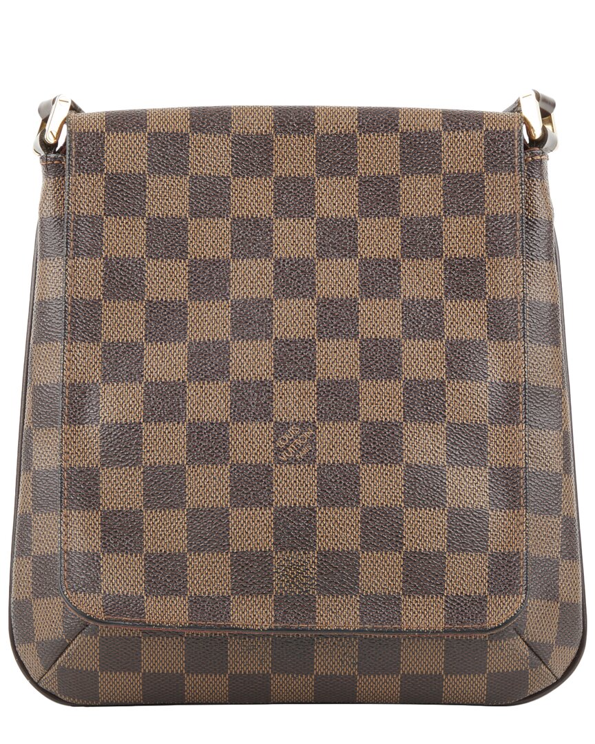 Pre-owned Louis Vuitton Brown Damier Ebene Coated Canvas Musette Salsa Long Strap (authentic )