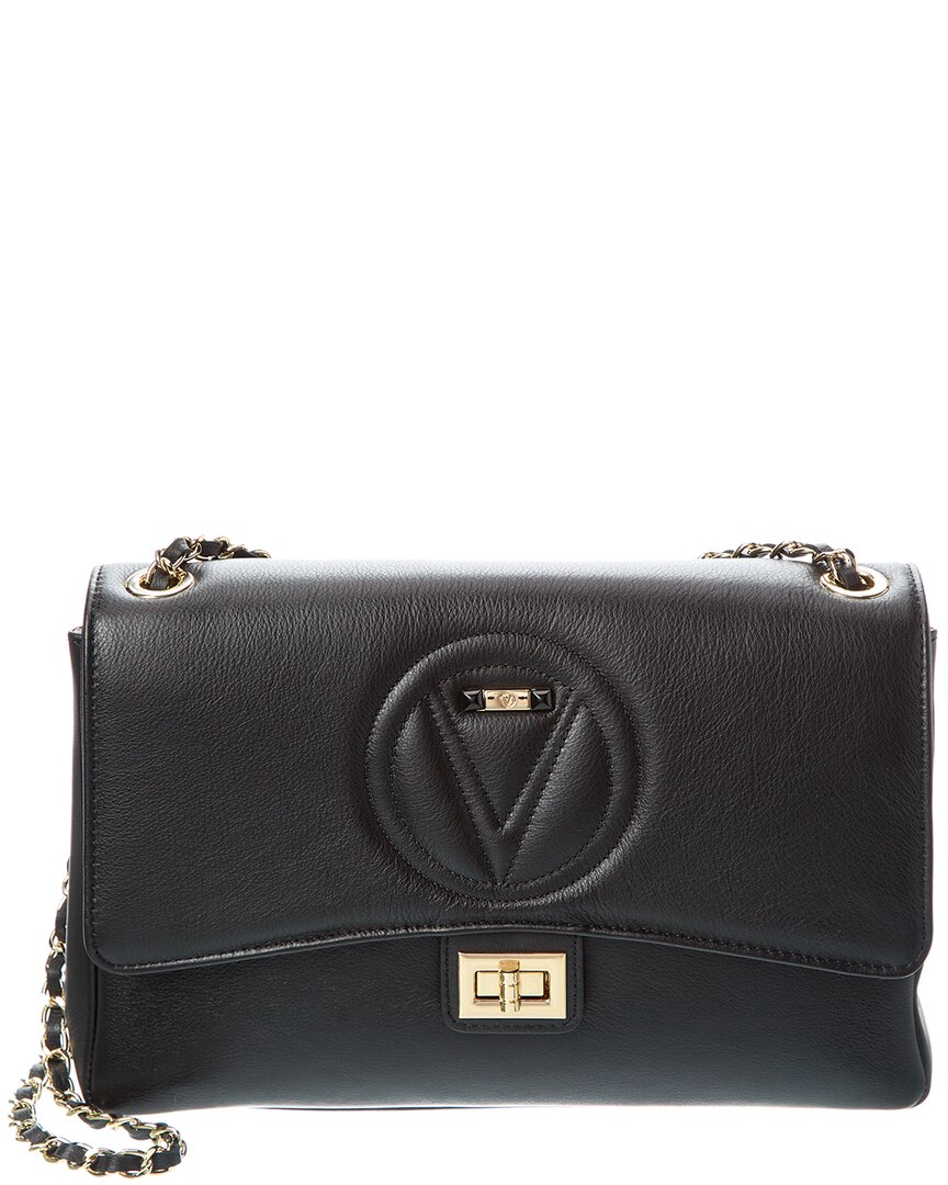 Valentino By Mario Valentino Posh Signature Leather Shoulder Bag In Black