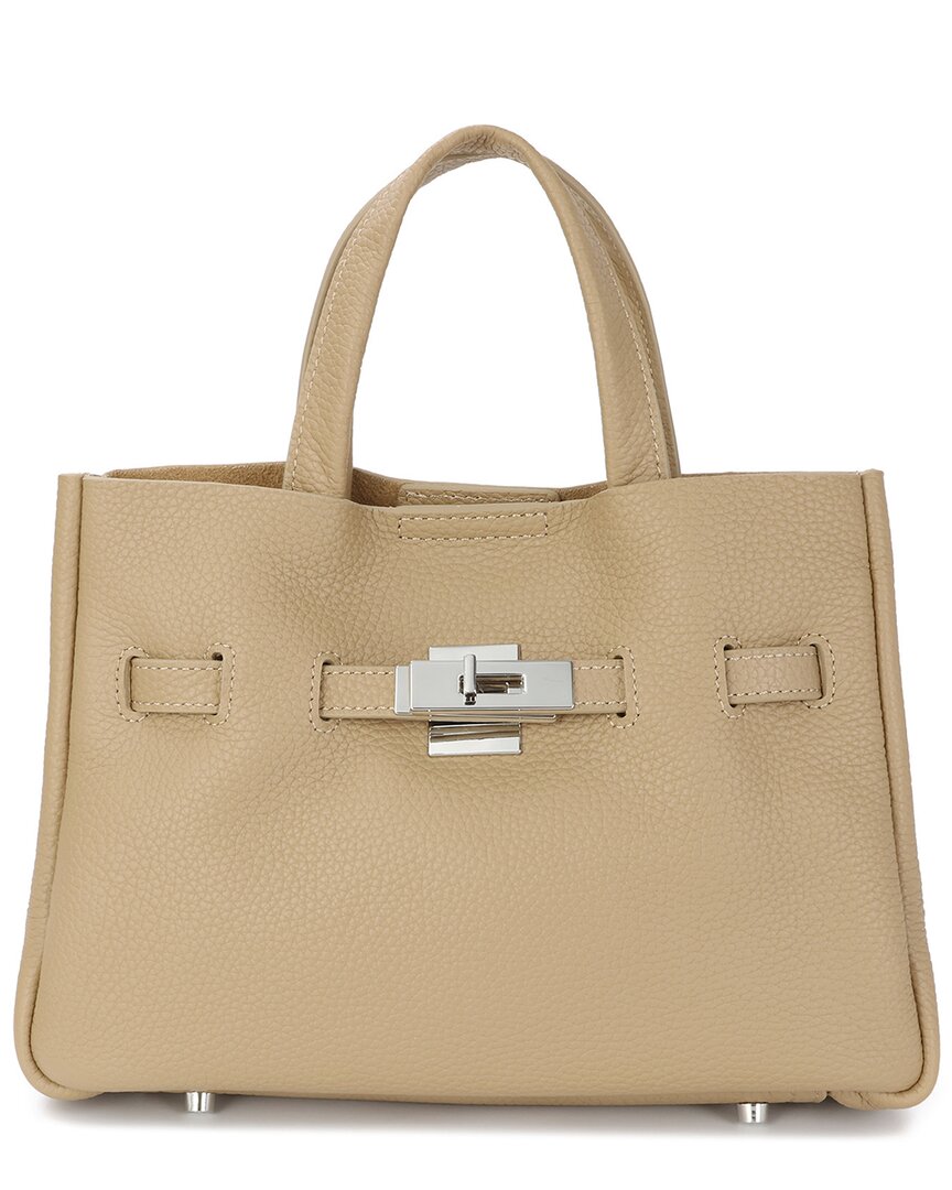 Shop Tiffany & Fred Paris Top Handle Leather Bag In Beige