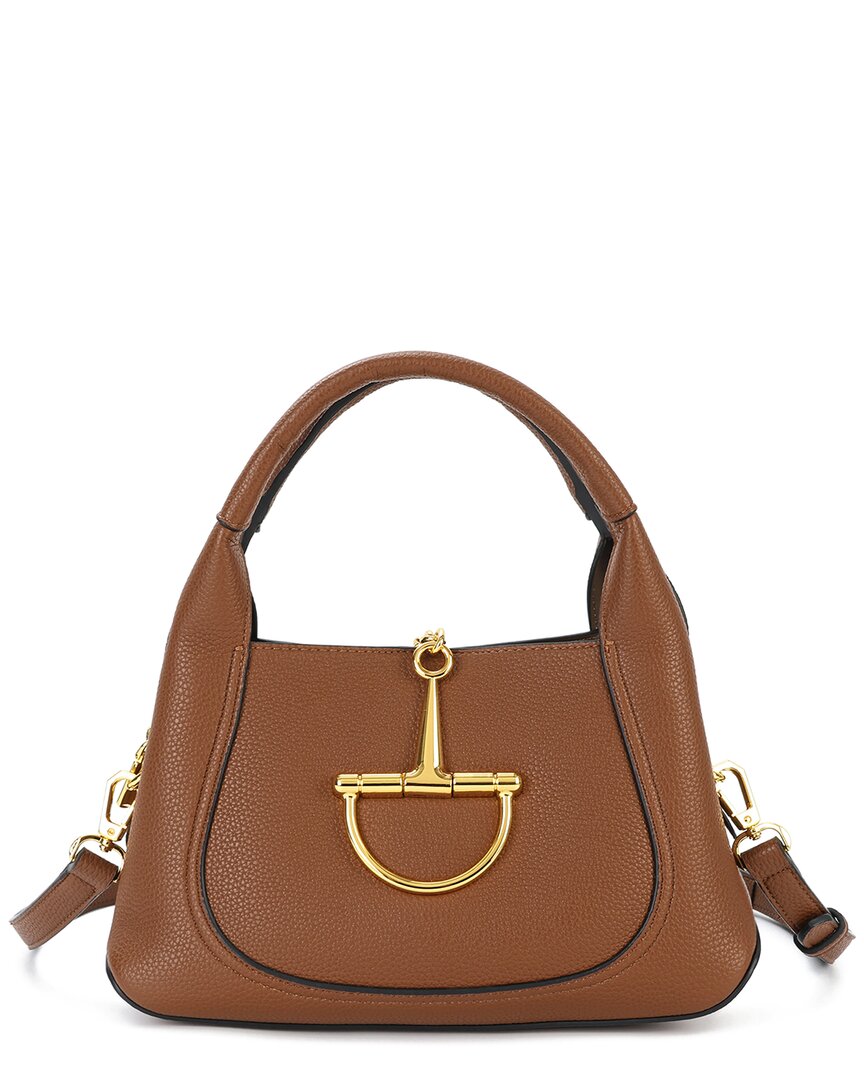Tiffany & Fred Paris Pebbled Leather Top Handle Shoulder Bag In Brown