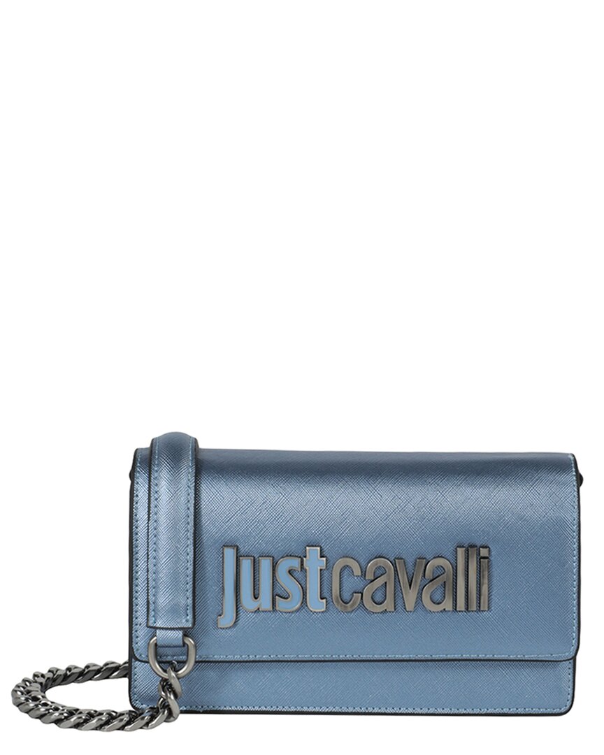Just Cavalli Plaque Logo Crossbody In Blue