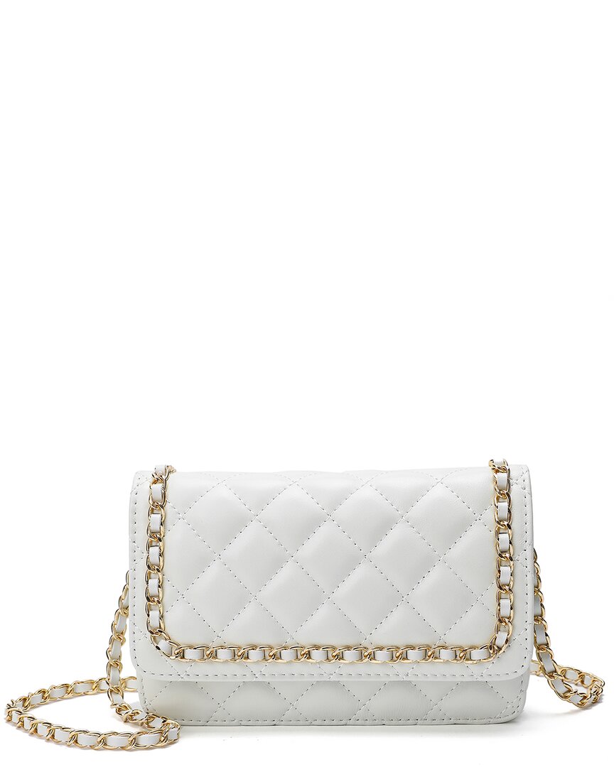 Tiffany & Fred Paris Quilted Sheepskin Foldover Shoulder Bag In White