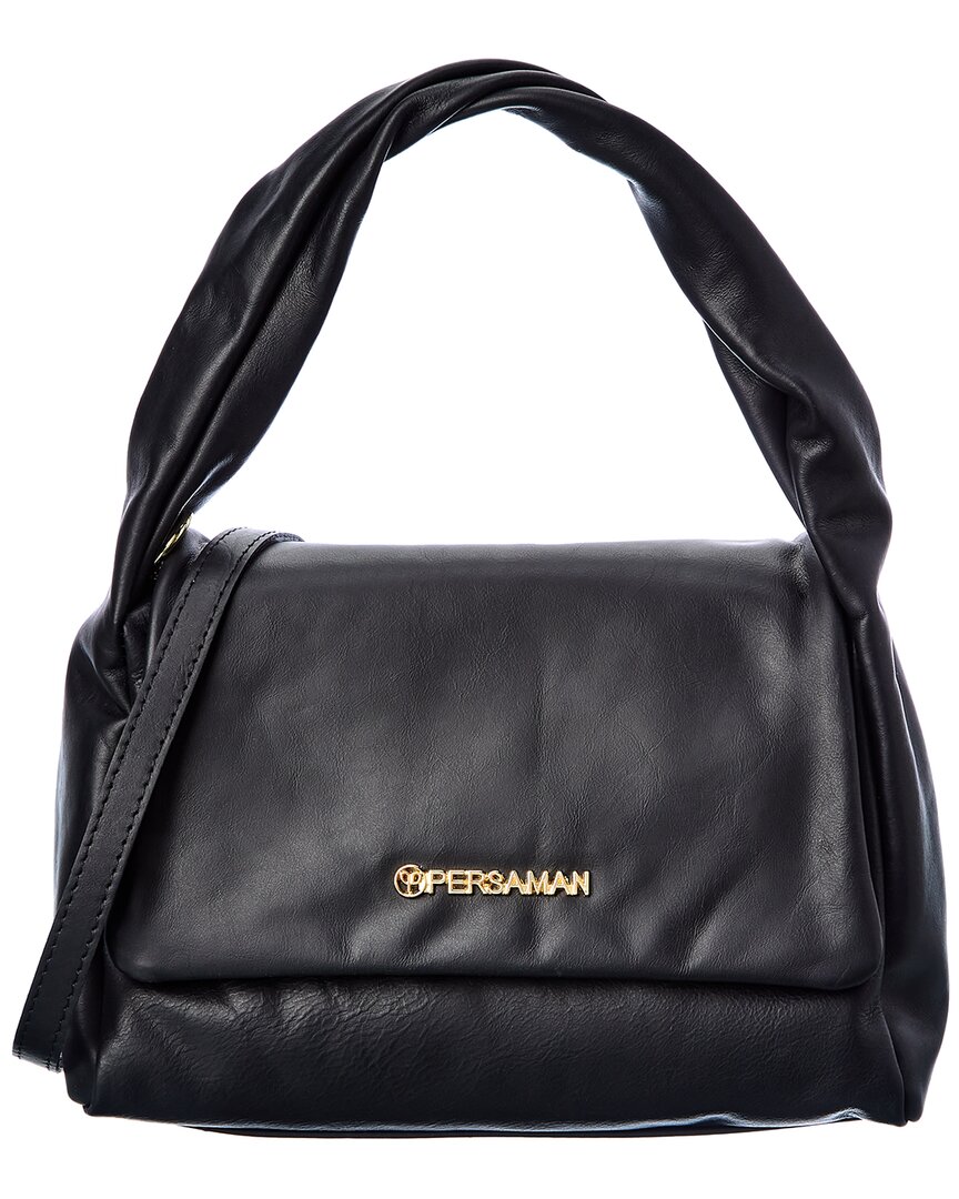 Persaman New York Louise Top Handle Leather Satchel In Black
