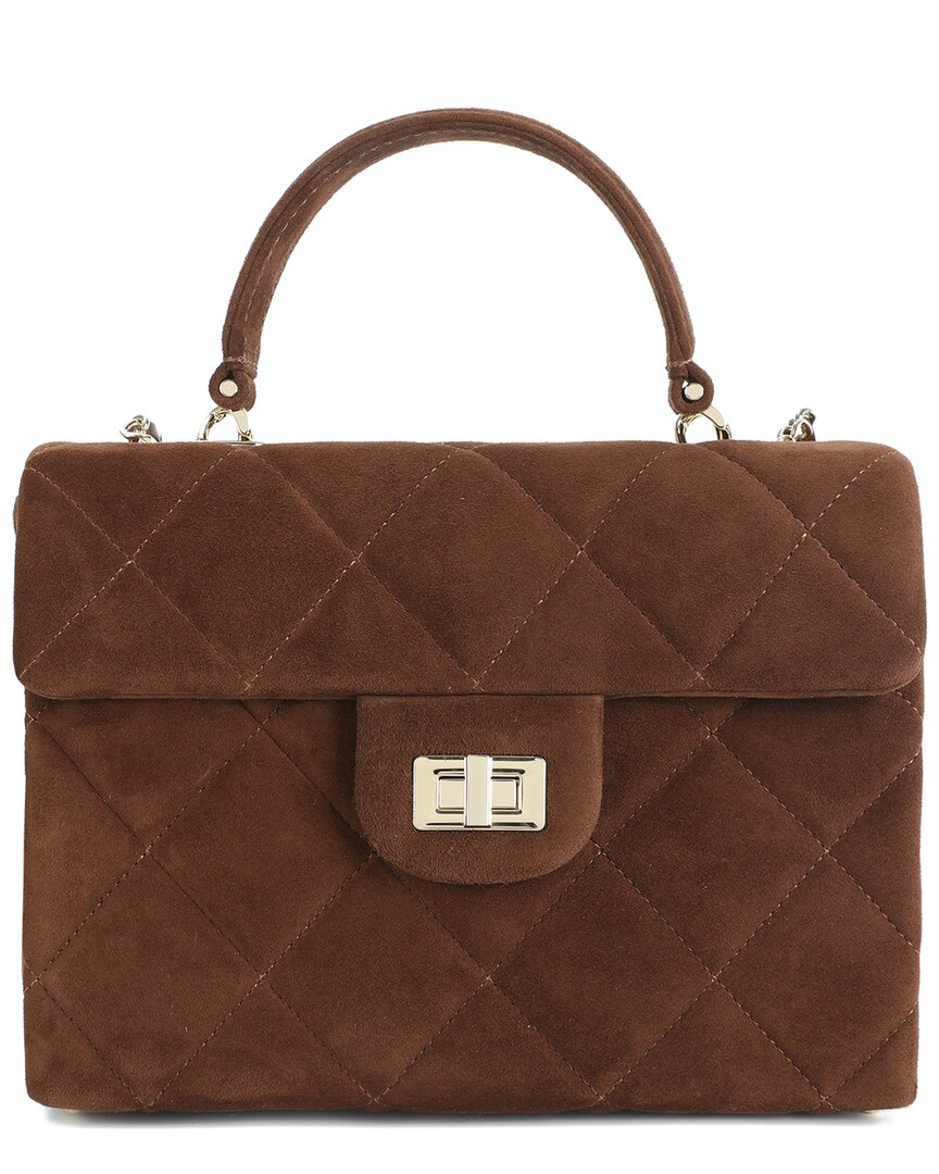 Tiffany & Fred Paris Quilted Suede Satchel In Brown
