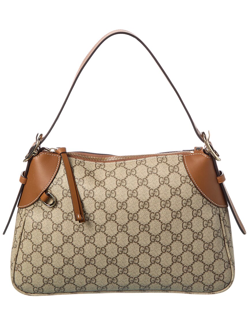 Gucci GG Emblem Medium GG Supreme Canvas & Leather Hobo Bag