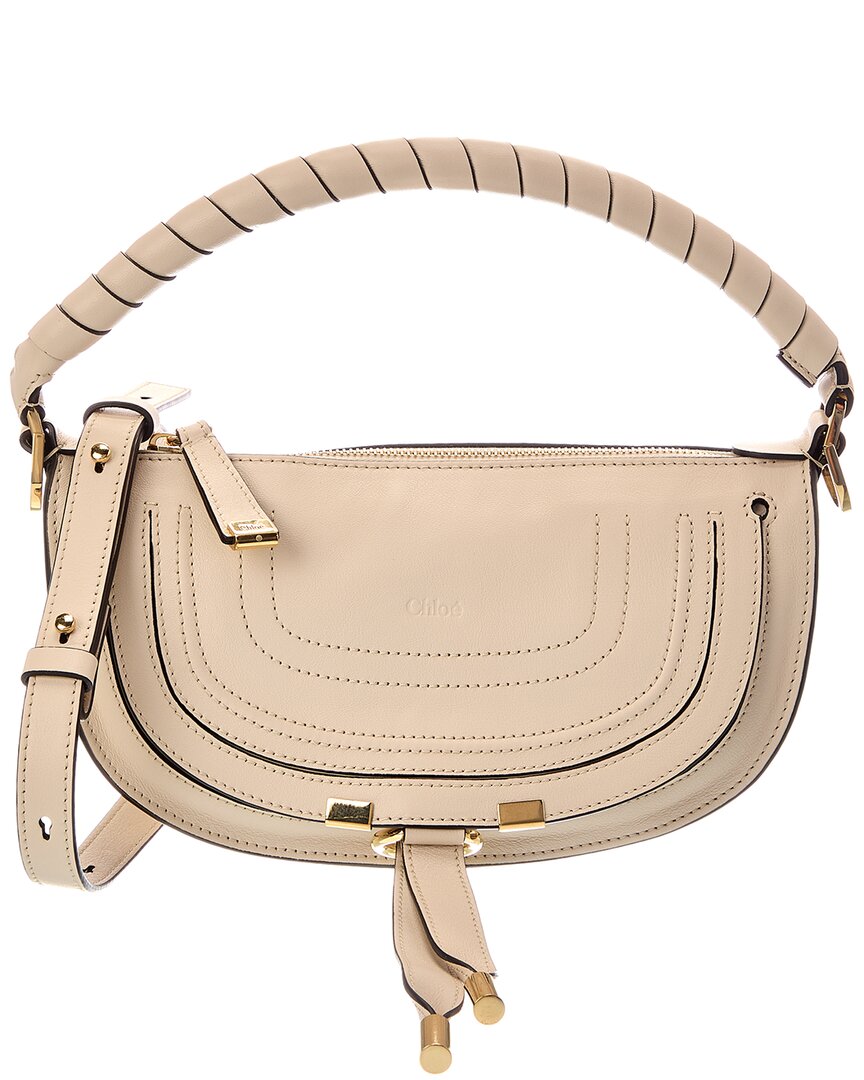 Chloé Marcie Mini Leather Shoulder Bag In White