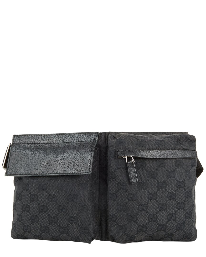 Gucci Black Gg Canvas Waist Bag (authentic Pre-loved)