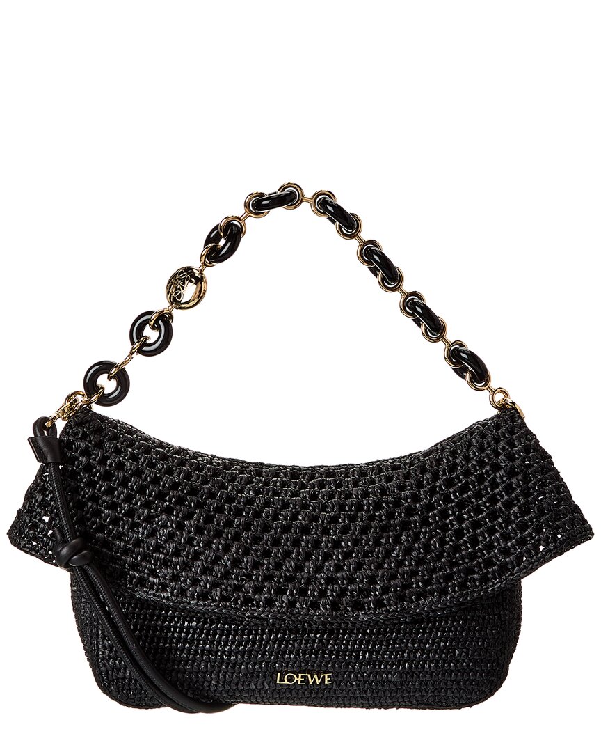 Loewe Ola Medium Raffia & Leather Shoulder Bag