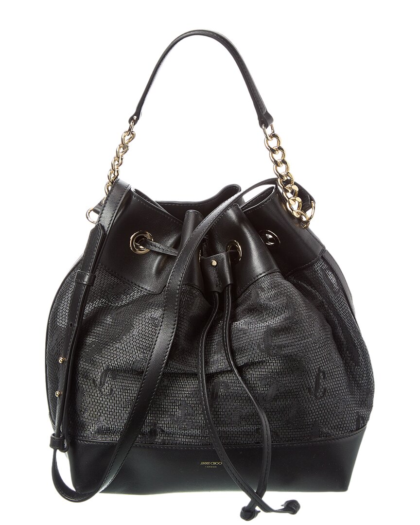 Jimmy Choo Juno Mesh & Leather Bucket Bag