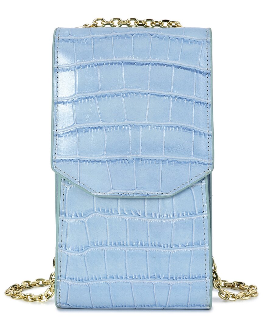 Shop Tiffany & Fred Paris Compact Croc-embossed Leather Crossbody