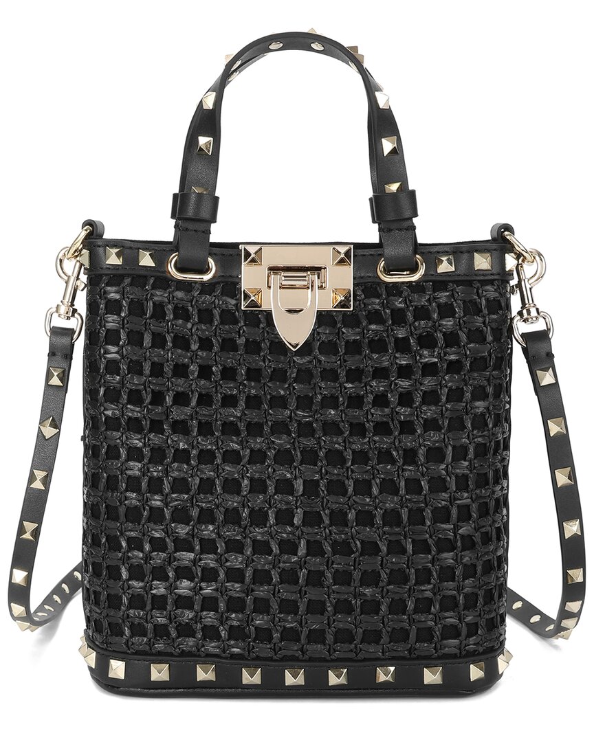 Tiffany & Fred Paris Elegant Woven Raffia & Leather Tote