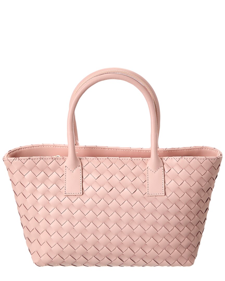 Isabella Rosetti Anya Hand-woven Leather Satchel In Pink