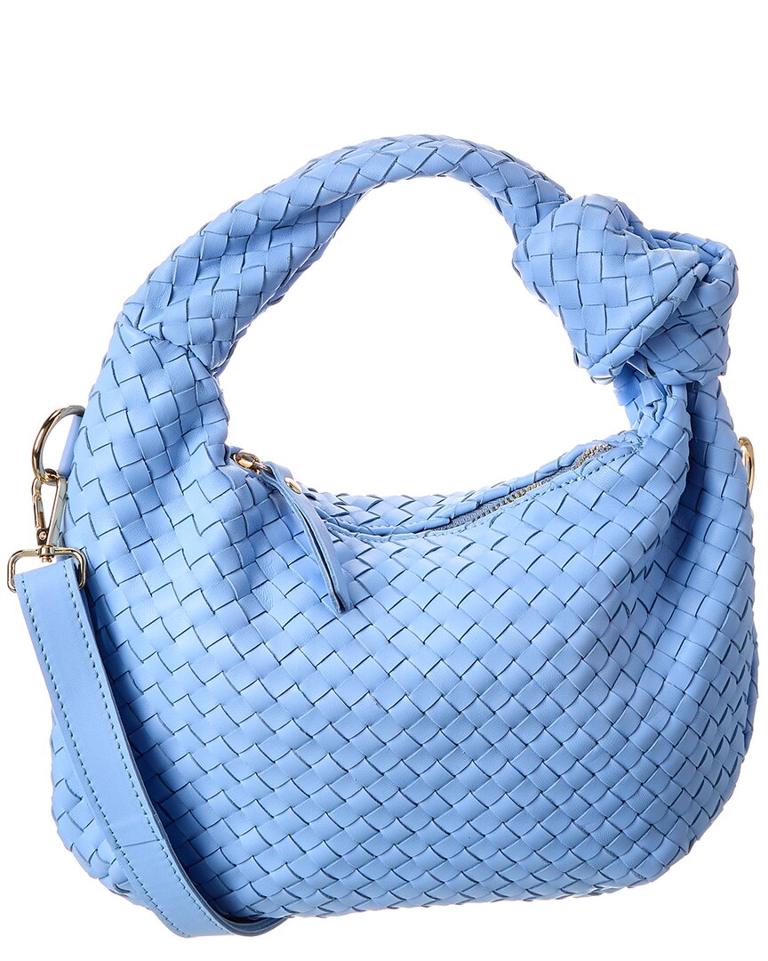 Isabella Rosetti Sylvie Hand-woven Leather Shoulder Bag In Blue