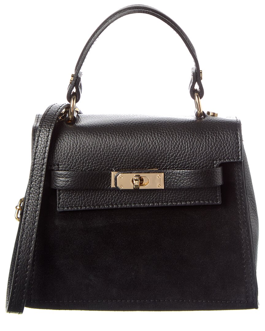 Isabella Rossetti Scarlett Suede Satchel In Black