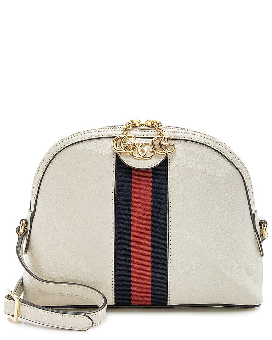 Gucci Ophidia Leather Shoulder Bag In White