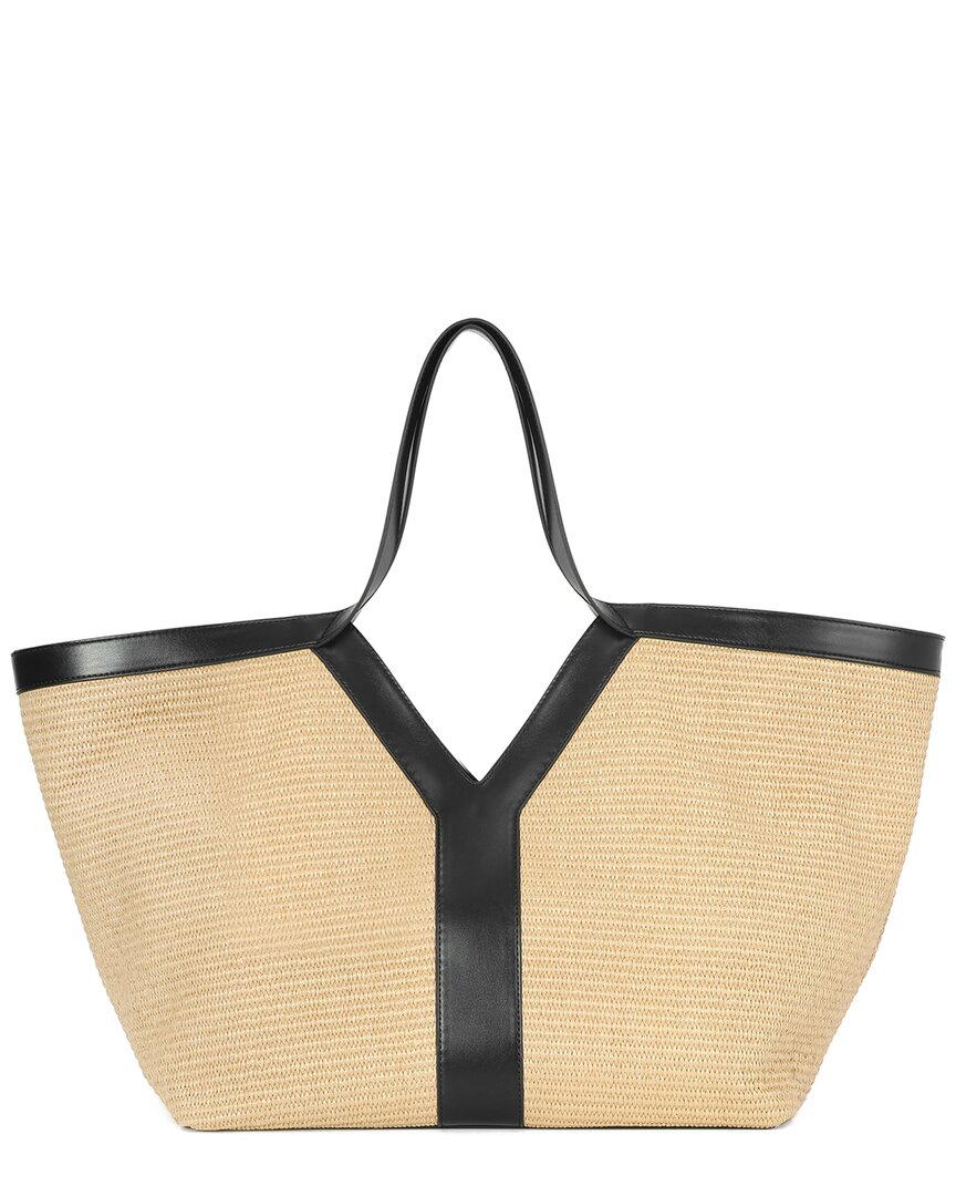 TIFFANY & FRED PARIS TIFFANY & FRED PARIS RAFFIA & LEATHER LARGE TOTE