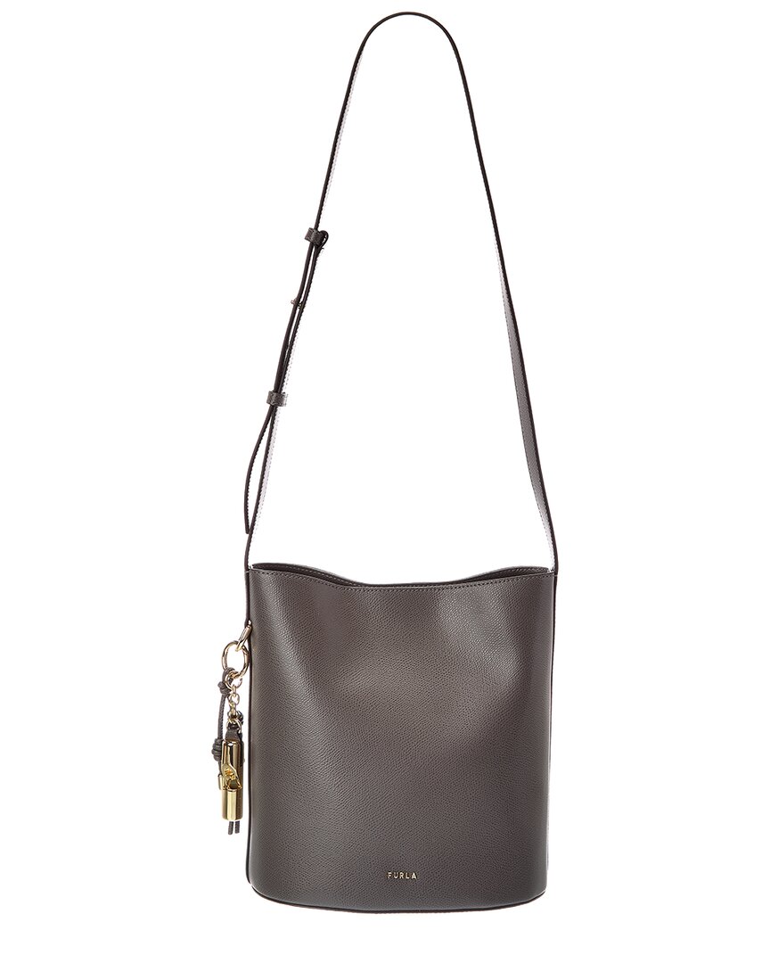 Furla Gray/Gold Roxie Leather Bucket Bag