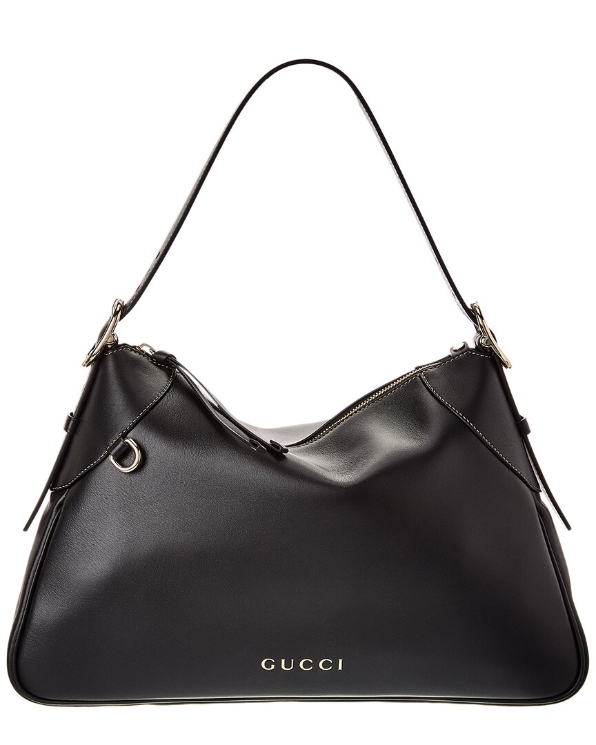 【関税&送料込】Gucci Black Leather Large Gg Emblem Shopping Gucci Gg Emblem Large Leather Shoulder Bag Women's Black | eBay