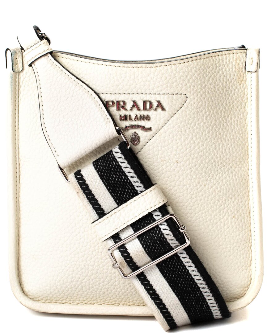 Prada White Daino Leather Handbag (authentic Pre-loved)