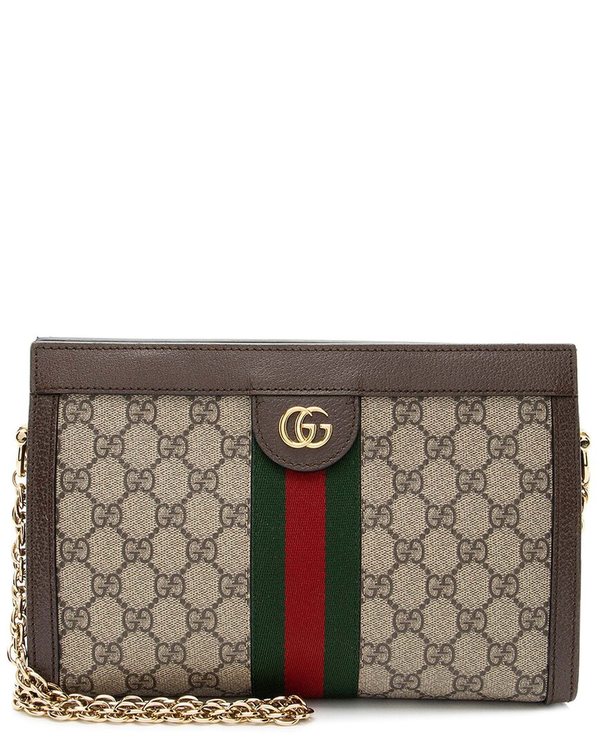 Gucci Brown Gg Supreme Canvas Ophidia Small Chain Shoulder Bag (authentic Pre- Loved)