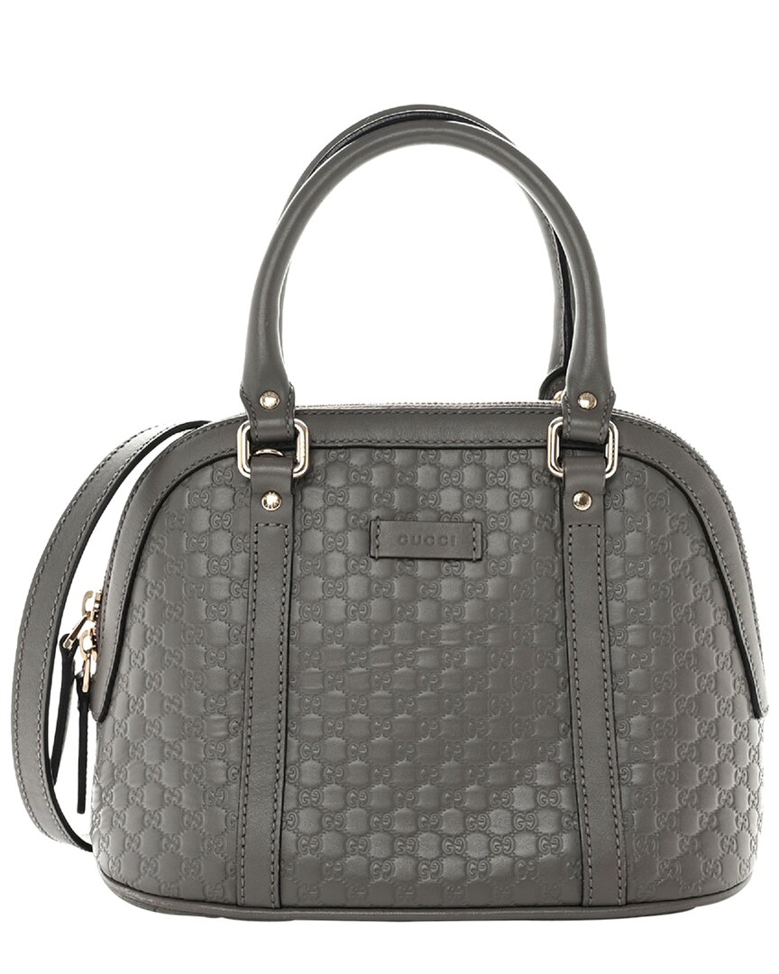 Gucci Grey Microssima Leather Mini Dome Crossbody (authentic Pre-loved)